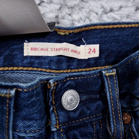 Levi's Premium Ribcage Straight Ankle Jeans Super High Rise Women's Size 24 x 27 - Picture 5 of 13